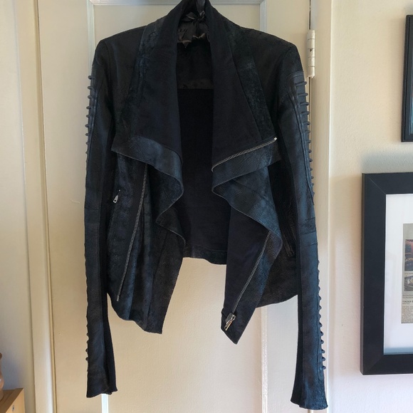 Rick Owens Jackets & Blazers - Rick Owens Blistered Leather Corded Sleeve Jacket